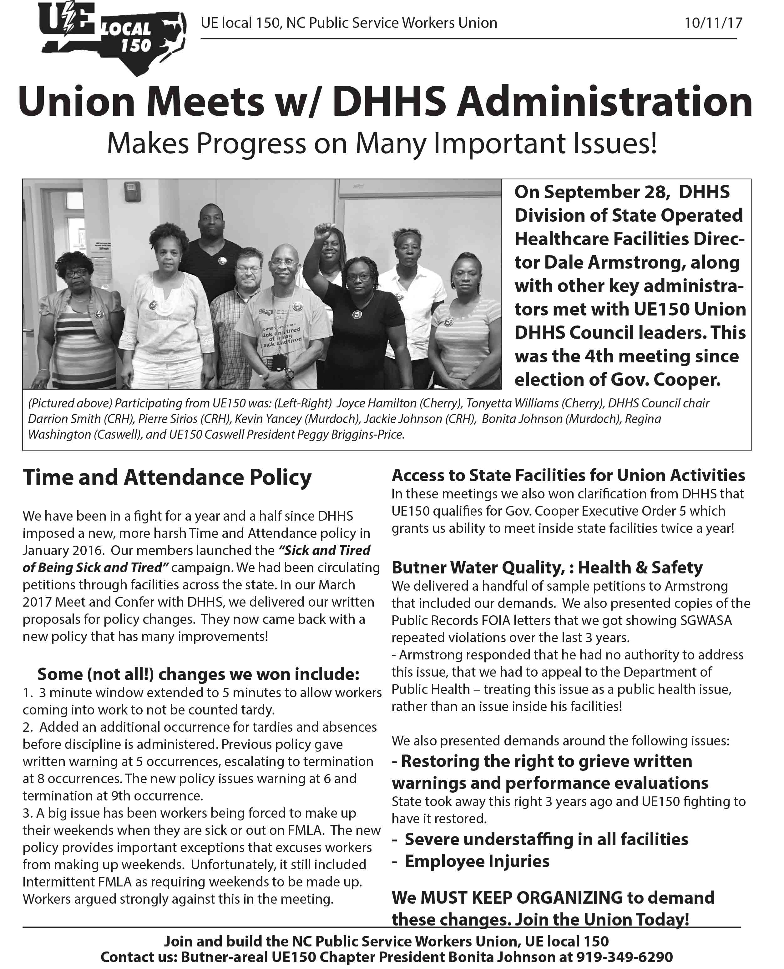 Union Meets with DHHS Administration