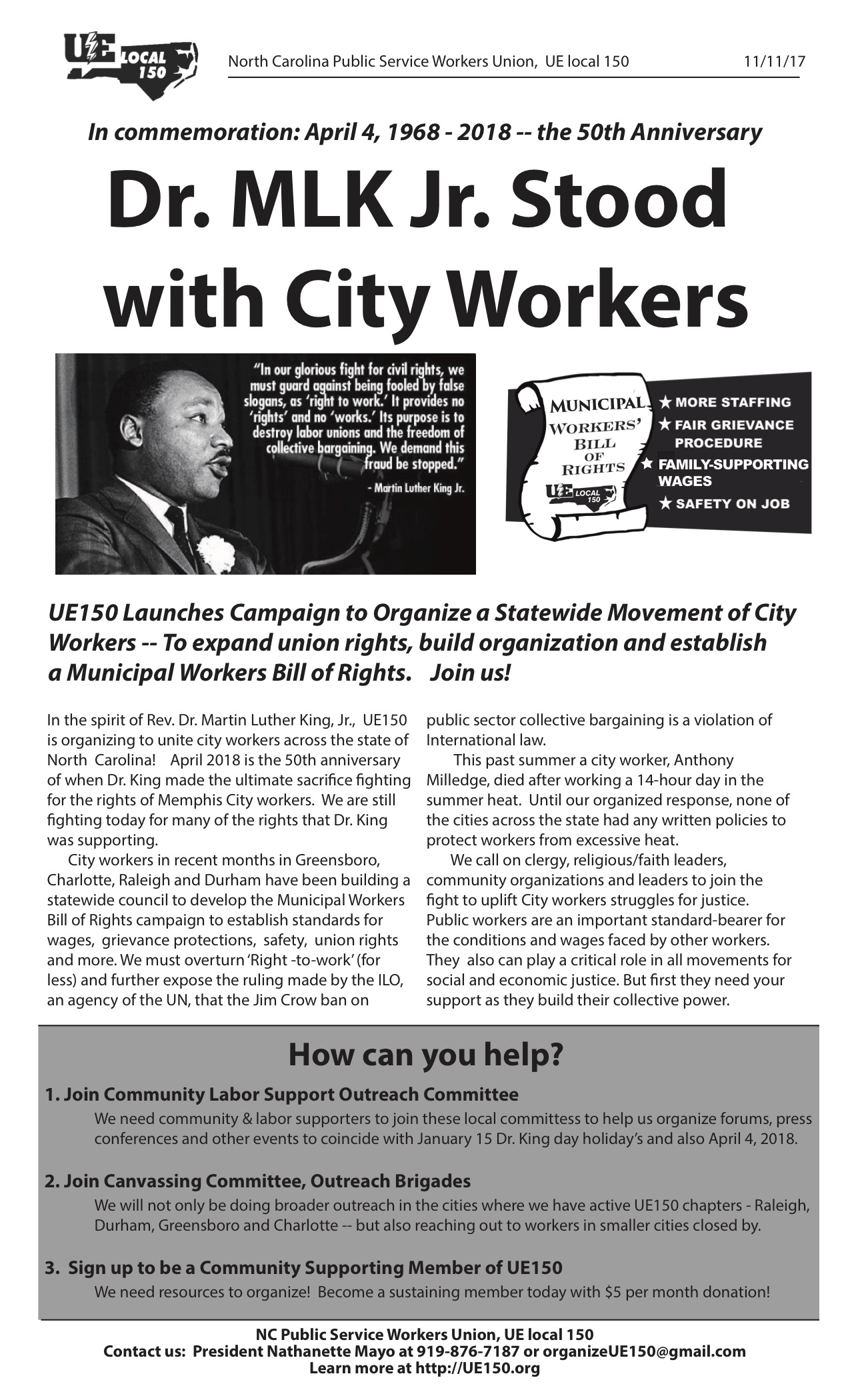 Dr. MLK Jr. Stood with City Workers